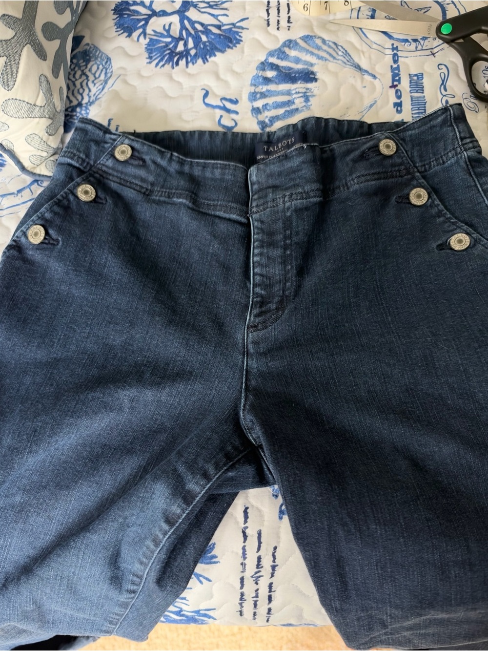 Talbots Dark Blue Stretch Denim Jeggings with Button Detail